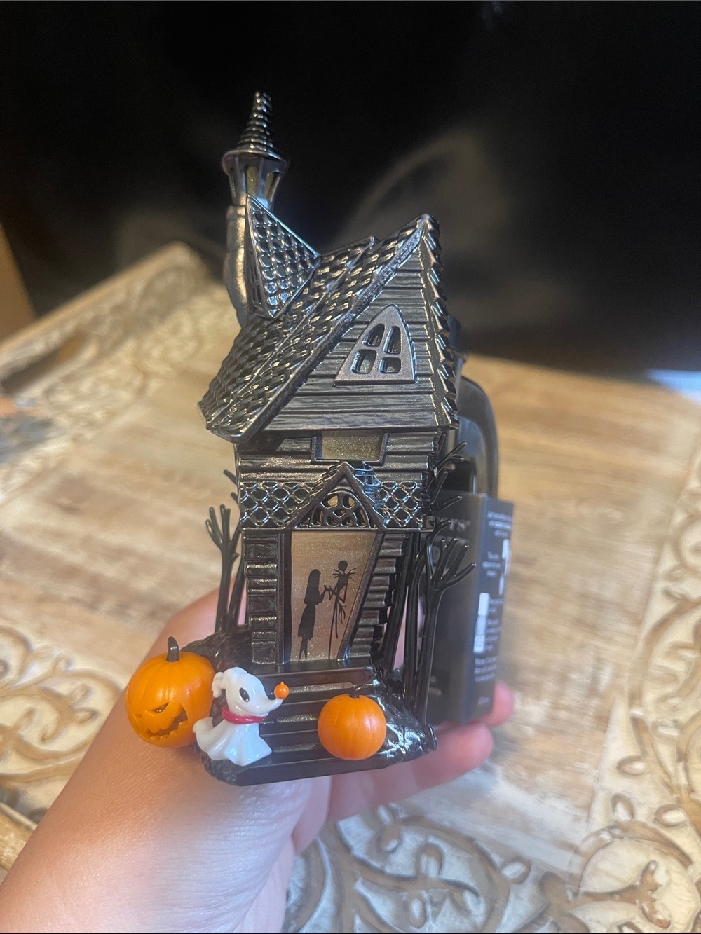 Disney Black Haunted House Lantern with Orange Pumpkin Wallflower